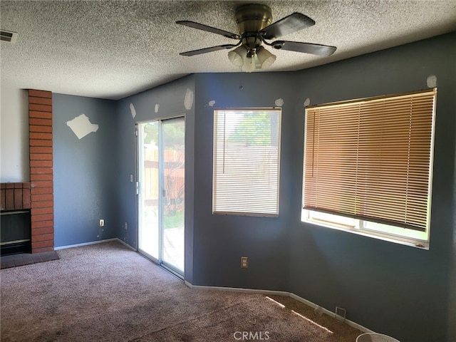 1616 Bluebell St, Lancaster, CA 93535 - unfurnished living room featuring carpet, a ceiling fan, baseboards, and a textured ceiling