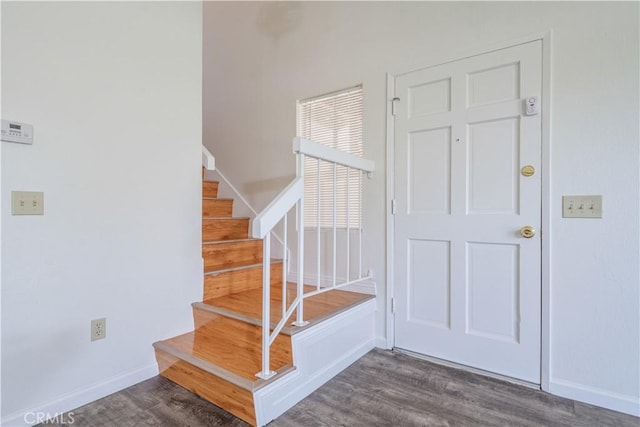 2142 S Mountain Ave, Ontario, CA 91762 - foyer featuring dark wood-type flooring and stairway