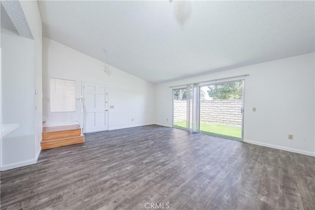 2142 S Mountain Ave, Ontario, CA 91762 - unfurnished living room with dark wood finished floors and high vaulted ceiling