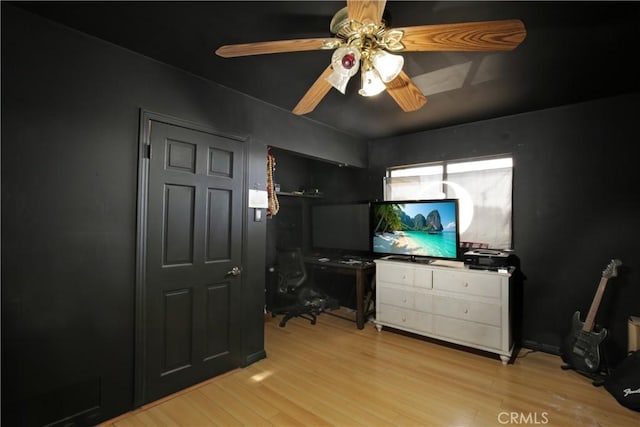 5408 Whitewood Ave, Lakewood, CA 90712 - home office with ceiling fan and wood finished floors