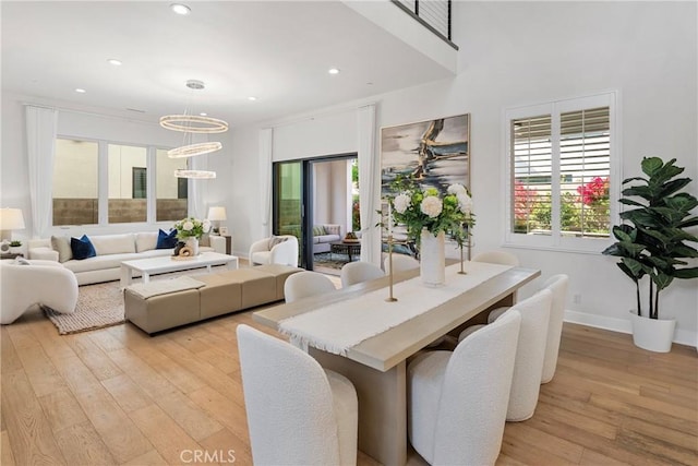 59 Dorado, Irvine, CA 92618 - dining space with light wood-type flooring, recessed lighting, a chandelier, and baseboards
