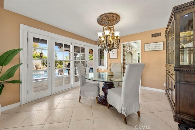 5034 Vista Montana, Yorba Linda, CA 92886 - dining space with a chandelier, baseboards, and light tile patterned floors