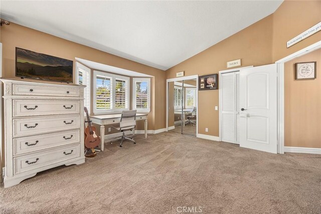 5034 Vista Montana, Yorba Linda, CA 92886 - office area with vaulted ceiling, light colored carpet, and baseboards