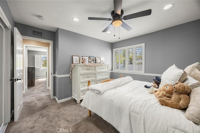 5034 Vista Montana, Yorba Linda, CA 92886 - carpeted bedroom with baseboards, a ceiling fan, and recessed lighting