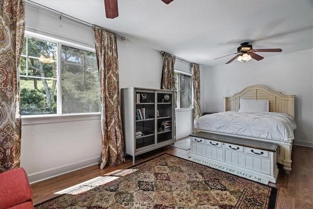 28335 Arroyo Ct, Castaic, CA 91384 - bedroom with wood finished floors, baseboards, and ceiling fan