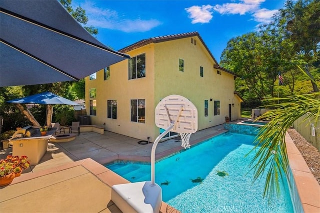 28335 Arroyo Ct, Castaic, CA 91384 - view of swimming pool with a pool with connected hot tub and a patio