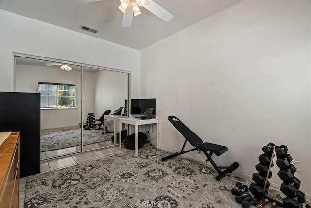 28335 Arroyo Ct, Castaic, CA 91384 - office space with a ceiling fan and tile patterned flooring
