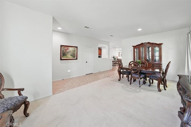29661 Cambridge Ave, Castaic, CA 91384 - dining space featuring light carpet, recessed lighting, and light tile patterned floors