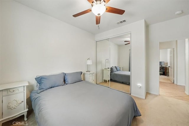 29661 Cambridge Ave, Castaic, CA 91384 - bedroom featuring carpet floors, a closet, a ceiling fan, and baseboards
