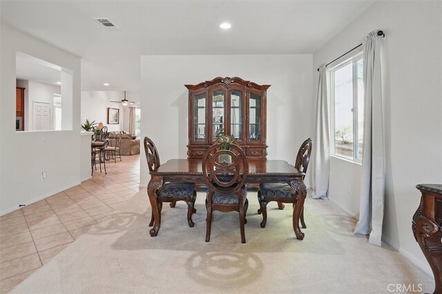 29661 Cambridge Ave, Castaic, CA 91384 - dining area with light tile patterned flooring, baseboards, recessed lighting, and light carpet