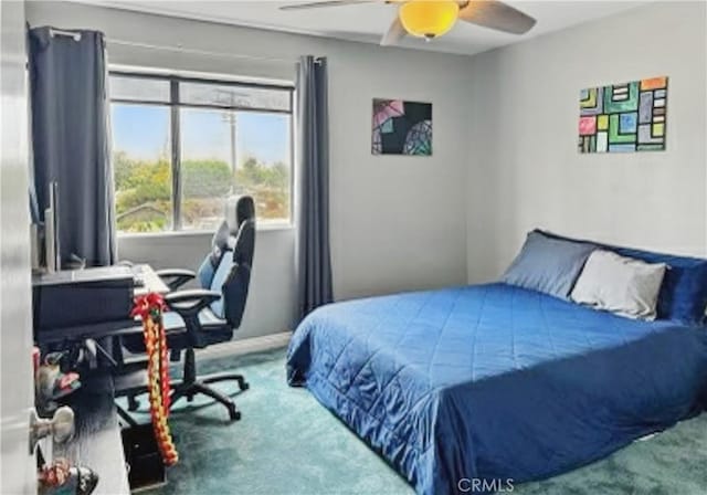 4591 Orange Ave Unit 306, Long Beach, CA 90807 - bedroom with carpet, a ceiling fan, and a desk