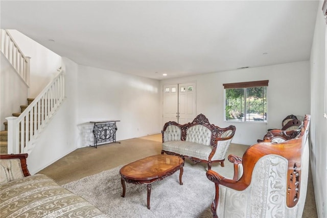 7055 Springtime Ave, Fontana, CA 92336 - carpeted living area with stairway