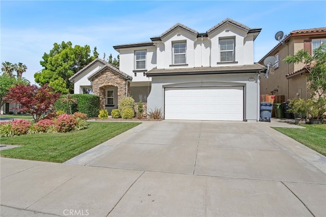 4885 Dandelion, Tracy, CA 95377 - traditional-style house with stucco siding, driveway, a front lawn, and an attached garage