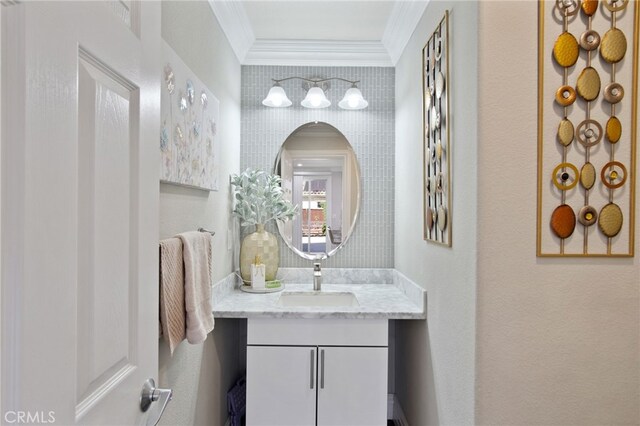 4885 Dandelion, Tracy, CA 95377 - bathroom with vanity and ornamental molding