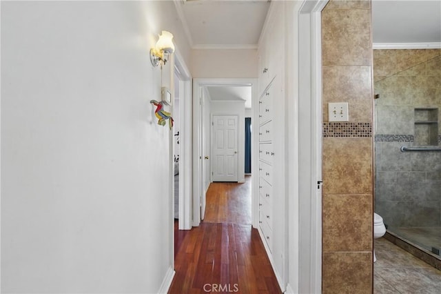832 S 7th St, Alhambra, CA 91801 - corridor with ornamental molding and hardwood / wood-style flooring
