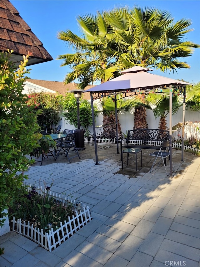 25813 Sandy Lodge Rd, Menifee, CA 92586 - view of patio / terrace featuring a gazebo and fence