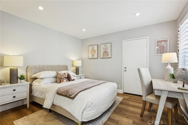 1304 12th St Unit B, Manhattan Beach, CA 90266 - bedroom with dark wood-type flooring and recessed lighting