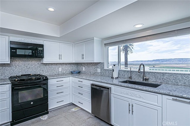425 Calle Cielo, Nipomo, CA 93444 - kitchen featuring black appliances, a sink, white cabinetry, backsplash, and recessed lighting