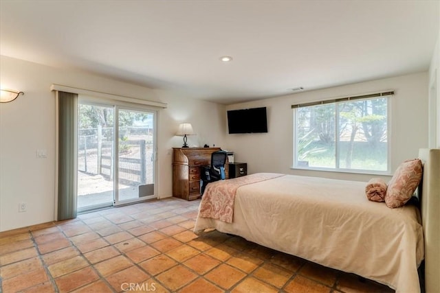 425 Calle Cielo, Nipomo, CA 93444 - bedroom featuring access to exterior, light tile patterned flooring, and recessed lighting