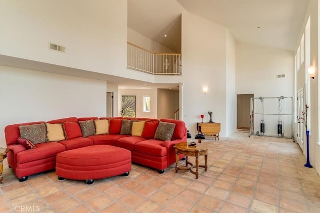 425 Calle Cielo, Nipomo, CA 93444 - living area featuring a towering ceiling and stairs