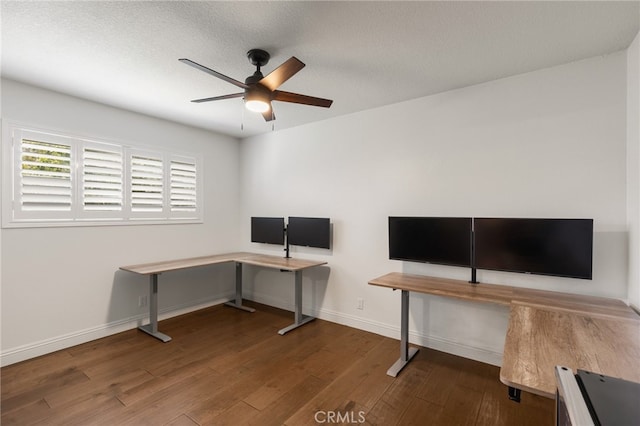24772 Eldamar Ave, Lake Forest, CA 92630 - unfurnished office featuring ceiling fan, wood finished floors, baseboards, and a textured ceiling