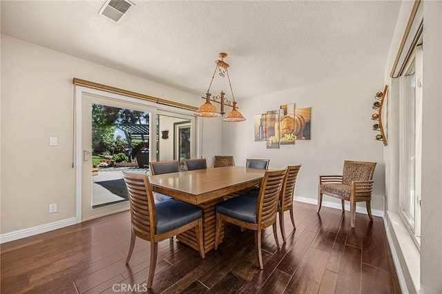 1412 Alta Mesa Way, Brea, CA 92821 - dining room with dark wood-style flooring, baseboards, and a textured ceiling