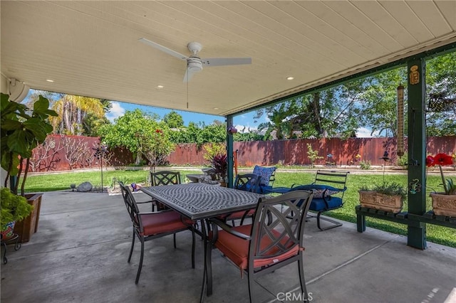 1412 Alta Mesa Way, Brea, CA 92821 - view of patio / terrace with outdoor dining area and ceiling fan