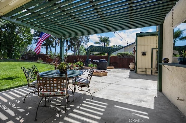 1412 Alta Mesa Way, Brea, CA 92821 - view of patio / terrace with a pergola, a fire pit, and outdoor dining area
