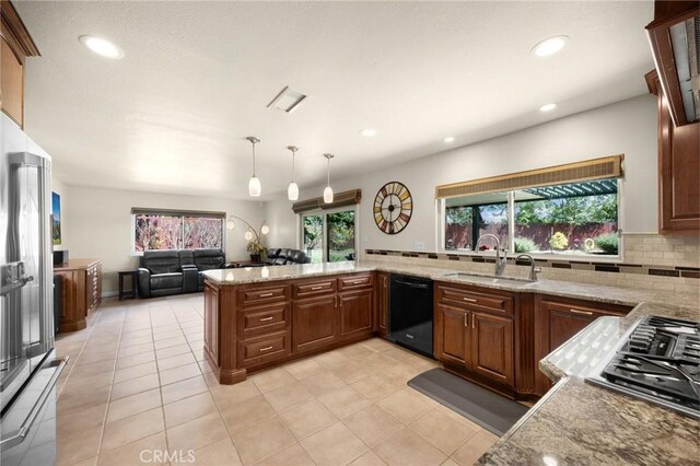 1412 Alta Mesa Way, Brea, CA 92821 - kitchen featuring a sink, appliances with stainless steel finishes, healthy amount of natural light, tasteful backsplash, and recessed lighting