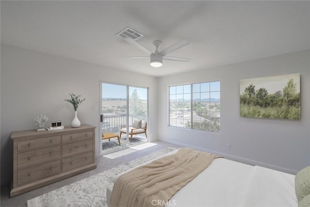 16739 Mission St, Hesperia, CA 92345 - bedroom with access to outside, carpet, ceiling fan, and baseboards