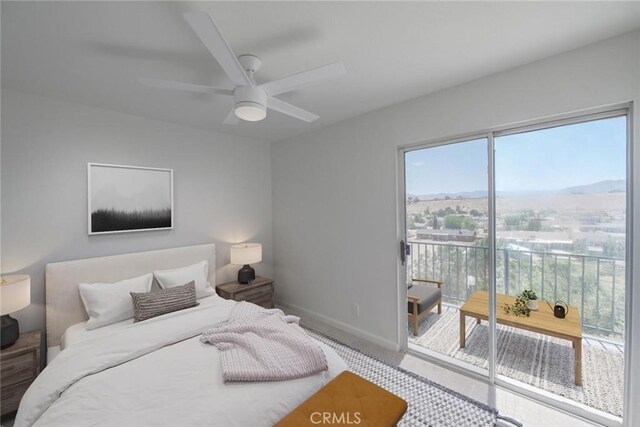 16739 Mission St, Hesperia, CA 92345 - bedroom with access to exterior, baseboards, and ceiling fan
