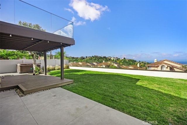 27 Burriana, San Clemente, CA 92672 - view of yard featuring a hot tub, a patio, and a deck