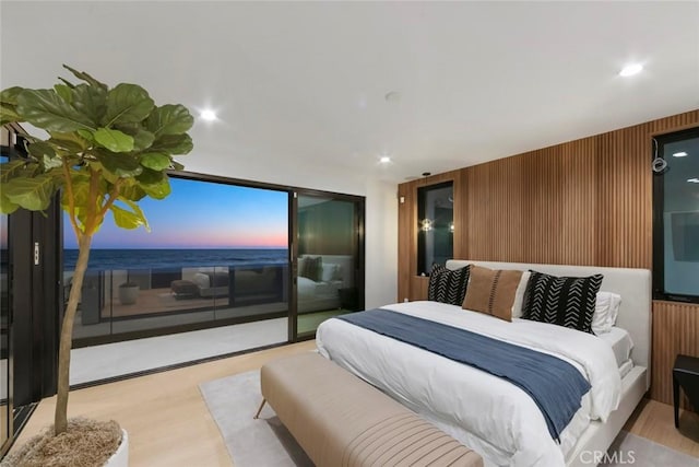 5007 Seashore Dr, Newport Beach, CA 92663 - bedroom with access to exterior, wood finished floors, and recessed lighting