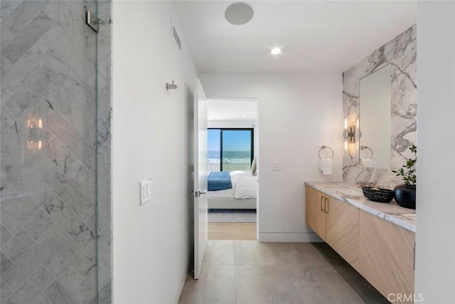 5007 Seashore Dr, Newport Beach, CA 92663 - full bathroom with ensuite bathroom, vanity, and tiled shower