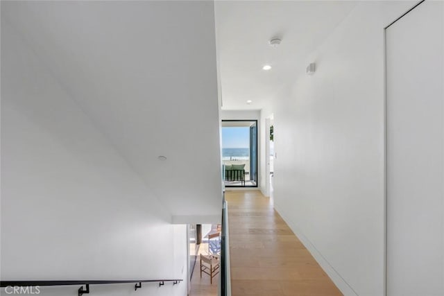 5007 Seashore Dr, Newport Beach, CA 92663 - hallway with light wood-type flooring and recessed lighting
