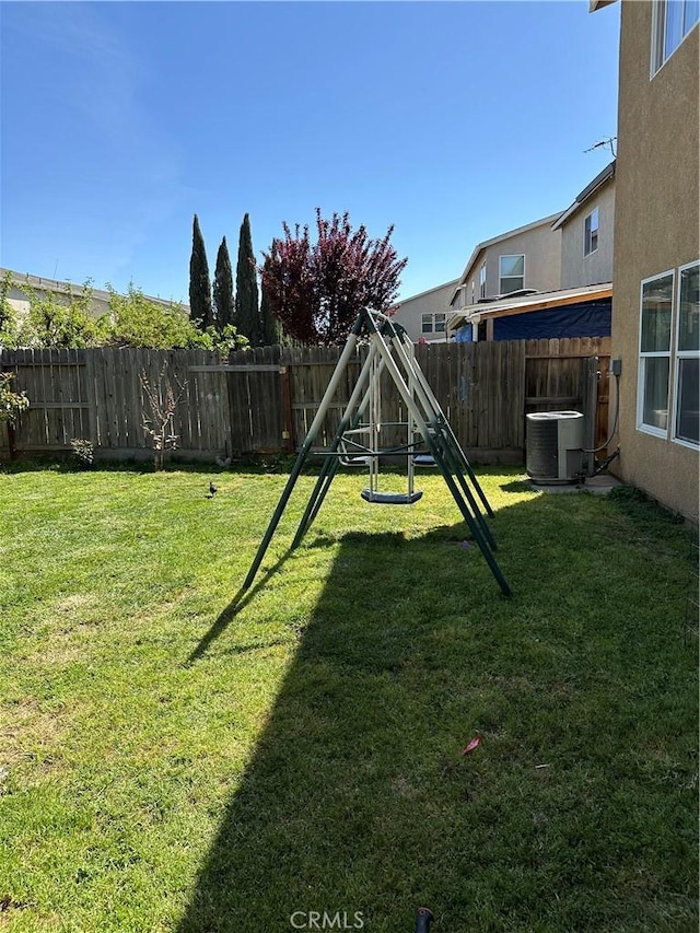 336 Pyramid Ave, Merced, CA 95341 - view of yard with a playground and central air condition unit