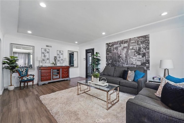 9489 Muroc St, Bellflower, CA 90706 - living room with wood finished floors, recessed lighting, and baseboards