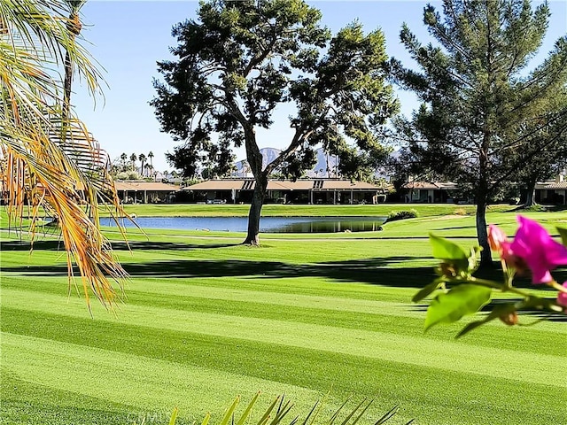 6 Whittier Ct, Rancho Mirage, CA 92270 - surrounding community with a water view, a lawn, and golf course view