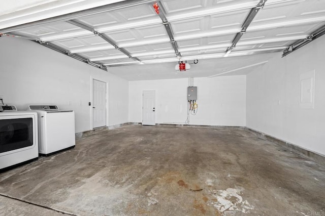 4585 Mount Henry Pl, San Diego, CA 92117 - garage featuring washer and dryer, a garage door opener, and electric panel