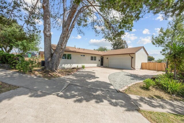 4585 Mount Henry Pl, San Diego, CA 92117 - ranch-style home featuring an attached garage, concrete driveway, fence, and stucco siding