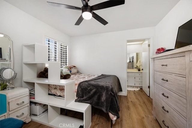 1762 Southfork Pl, Paso Robles, CA 93446 - bedroom with wood finished floors, connected bathroom, and ceiling fan