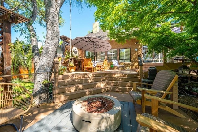 1762 Southfork Pl, Paso Robles, CA 93446 - wooden terrace with a fire pit