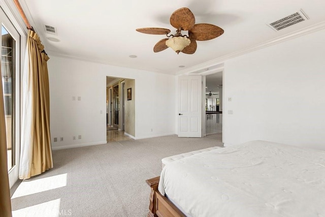 4067 Hoosier Lawn Way, Yorba Linda, CA 92886 - bedroom with crown molding, light carpet, baseboards, and a ceiling fan