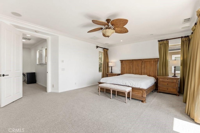 4067 Hoosier Lawn Way, Yorba Linda, CA 92886 - bedroom featuring light carpet, baseboards, crown molding, and ceiling fan