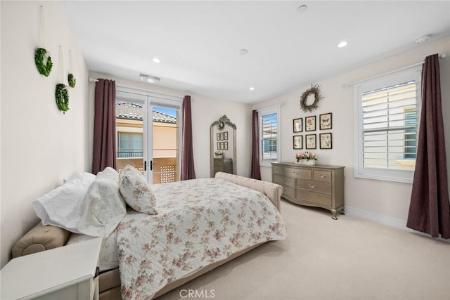143 Trumpet Flower, Irvine, CA 92618 - bedroom featuring light carpet, baseboards, recessed lighting, and access to exterior