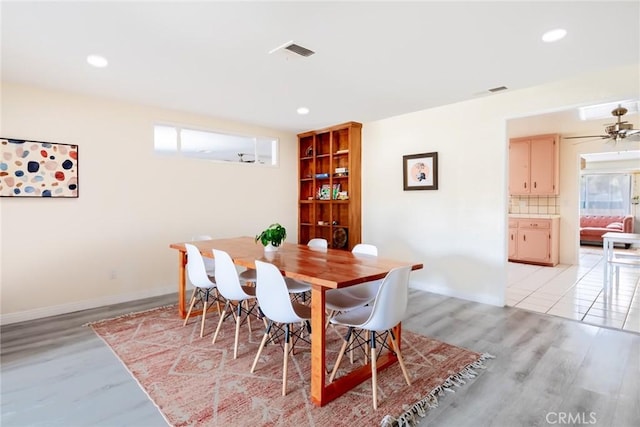 57966 El Dorado Dr, Yucca Valley, CA 92284 - dining space with light wood-style floors, recessed lighting, and baseboards