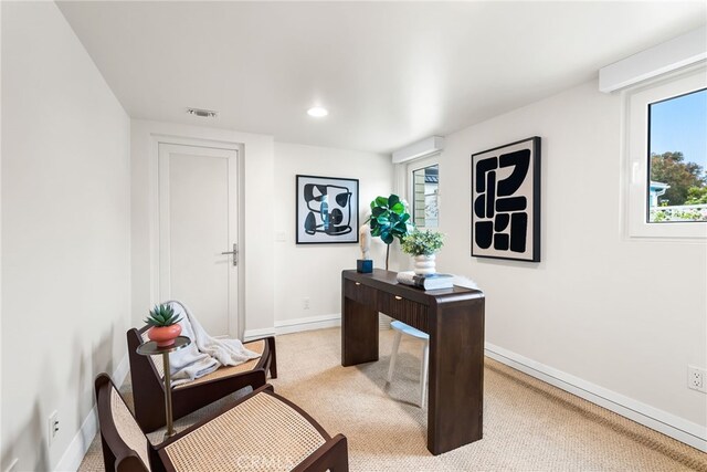 1554 E Oceanfront, Newport Beach, CA 92661 - carpeted office space with plenty of natural light, baseboards, and recessed lighting