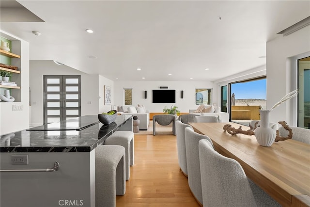 1554 E Oceanfront, Newport Beach, CA 92661 - dining space with light wood finished floors and recessed lighting