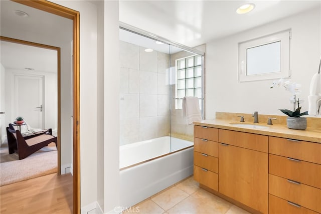 1554 E Oceanfront, Newport Beach, CA 92661 - full bathroom featuring vanity, shower / bathtub combination, and recessed lighting