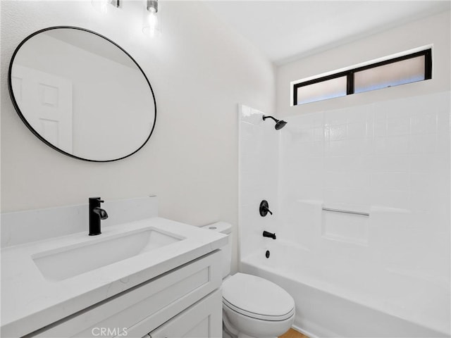 10683 El Centro Rd, Oak Hills, CA 92344 - bathroom featuring toilet, vanity, and shower / bathtub combination